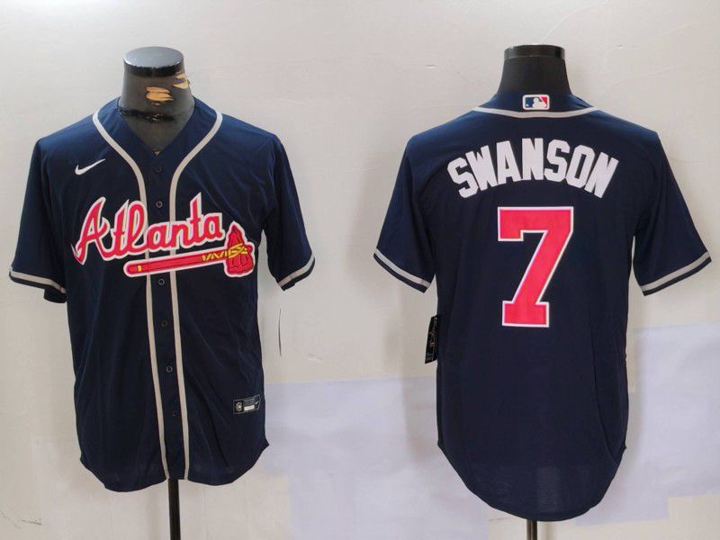 Men Atlanta Braves #7 Swanson Blue Game 2024 Nike MLB Jersey style 902->atlanta braves->MLB Jersey